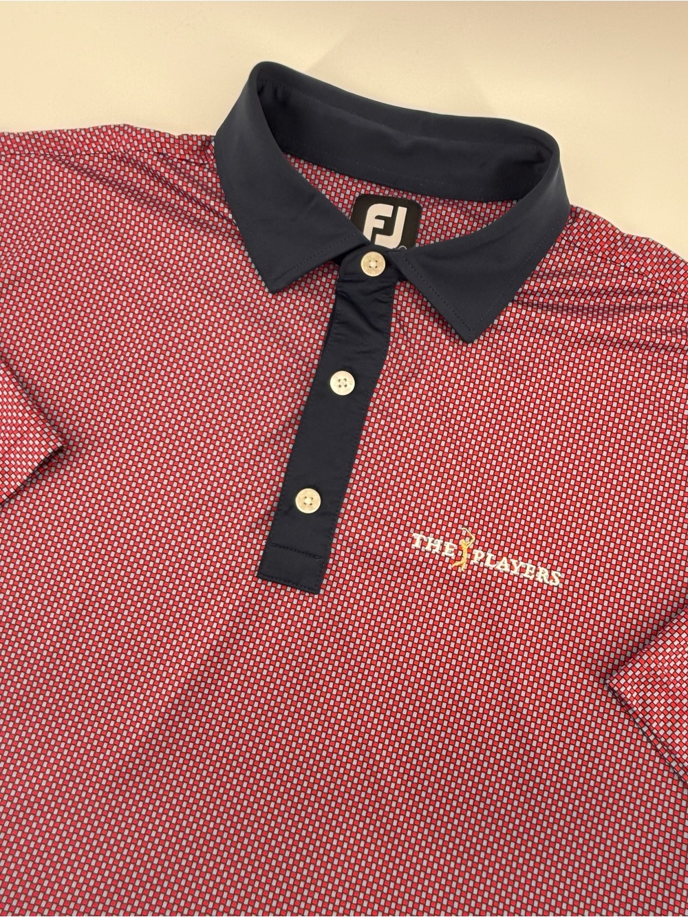 Footjoy FJ x The Players Polo Shirt Men's L Red AOP Golf Performance Stretch
